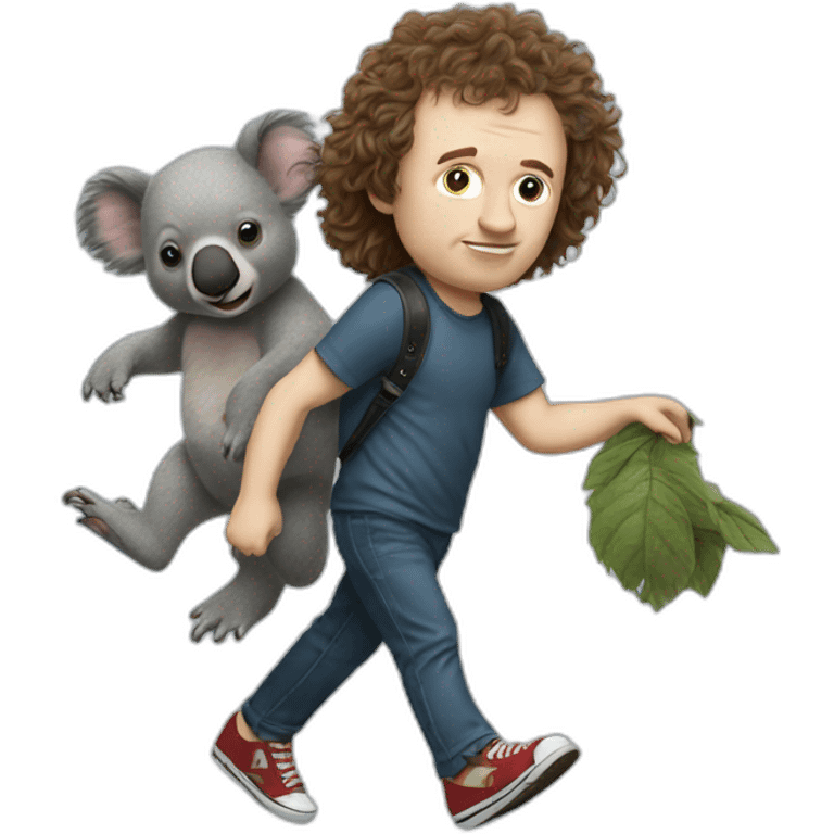 Angus Young from ACDC walking a koala emoji