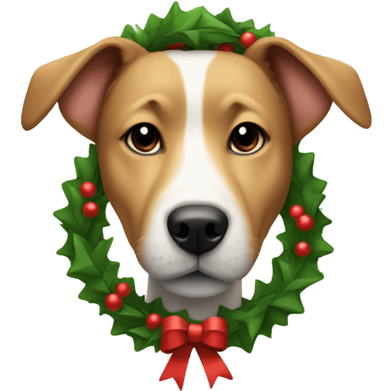 Dog wearing a Christmas wreath round its neck emoji