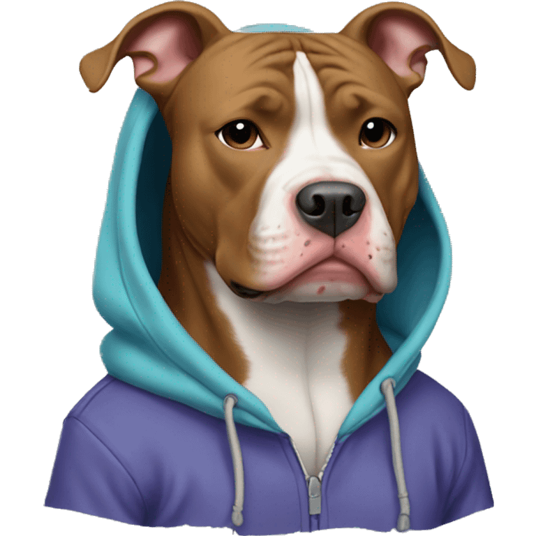 Pitbull wearing a hoodie emoji