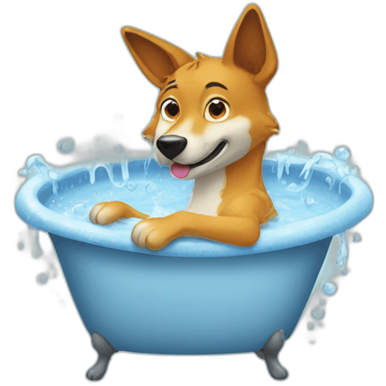 A dingo taking a bath emoji