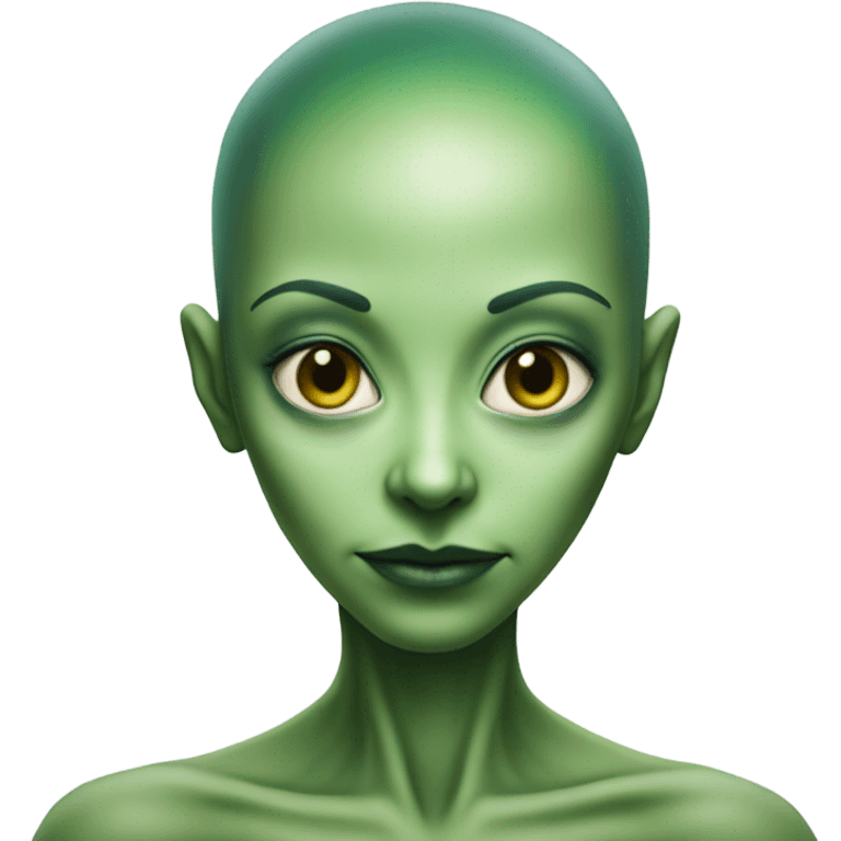 Photo realistic, alien female green emoji