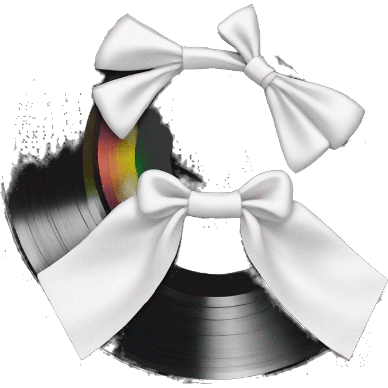 vinyl record with white bow emoji