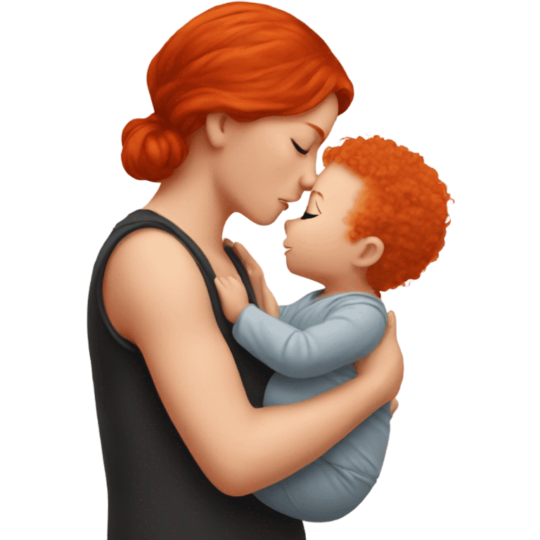 Red head kissing baby emoji