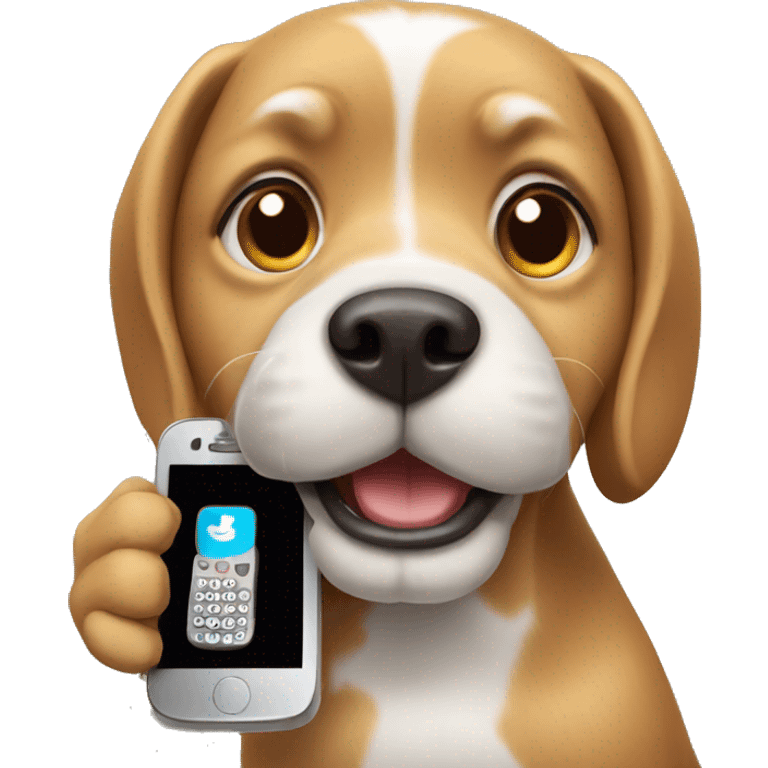 Dog with a phone emoji