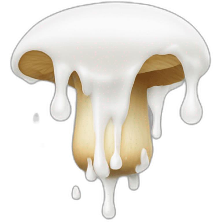 White milk droplets spurting from mushroom top emoji