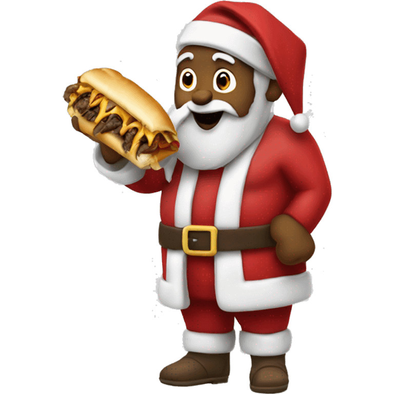 santa eating a cheesesteak emoji