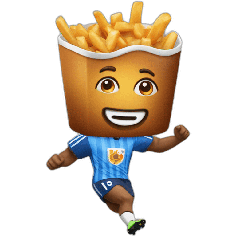 Poutine jouant au foot emoji