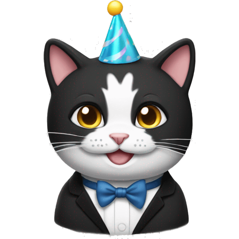 happy tuxedo cat birthday emoji