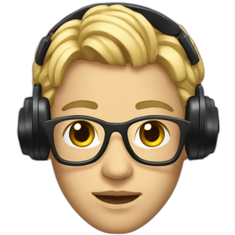 pop star with head set emoji