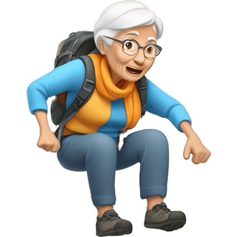 old woman climbing a mountain emoji