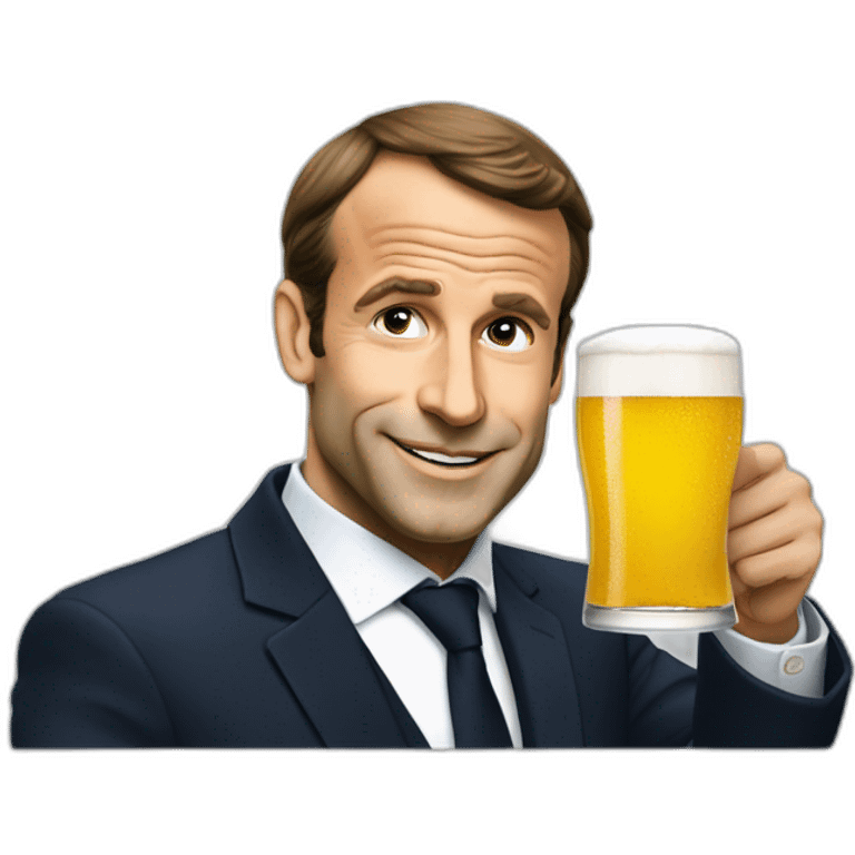 Macron qui bois une bière emoji