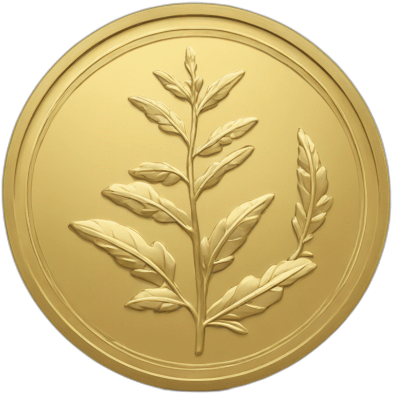 circle gold coin with laurel with large "0" label emoji