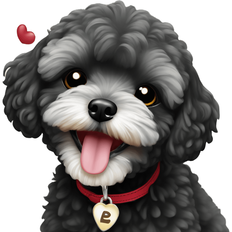 ￼black maltipoo playing  emoji