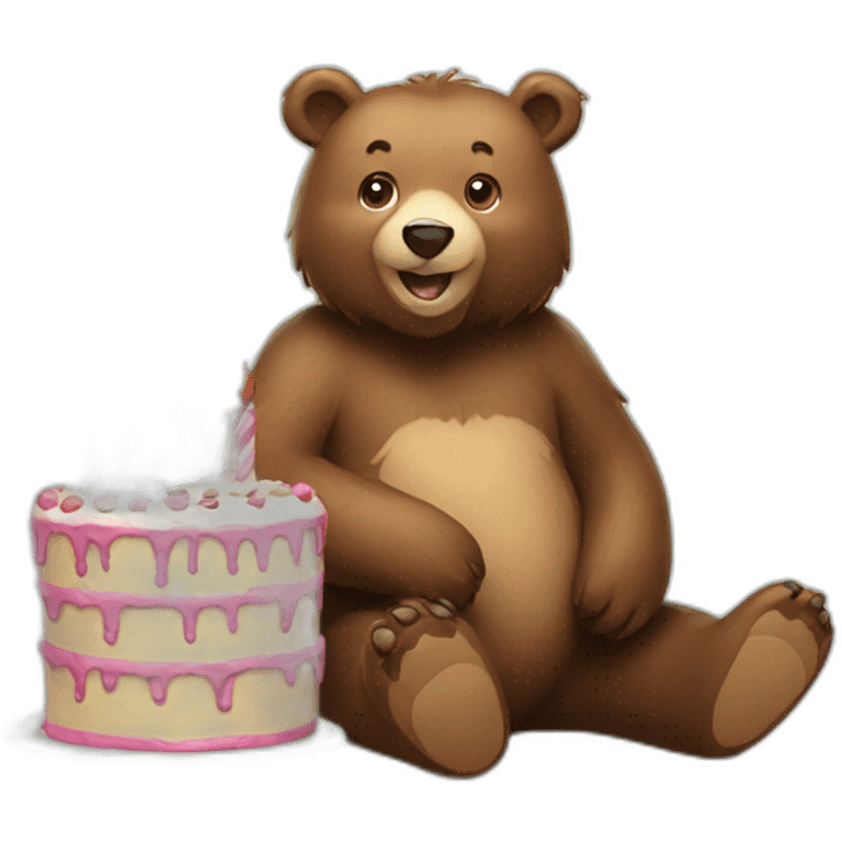 bear with birthday cake emoji