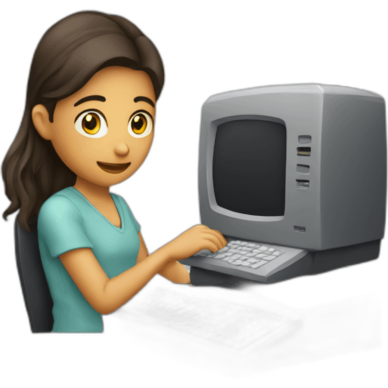 Joven usando la computadora emoji