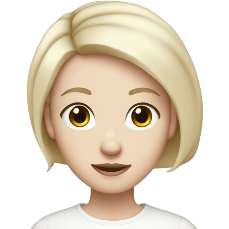 pale skin young woman with a black short hair white shirt emoji