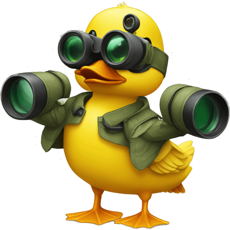 Yellow duck with small binoculars emoji