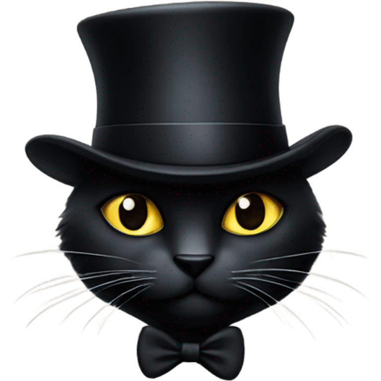 Black cat with a black top hat emoji