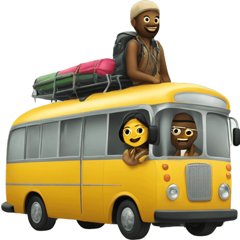 outdoor adventure with stylish duo with bus emoji