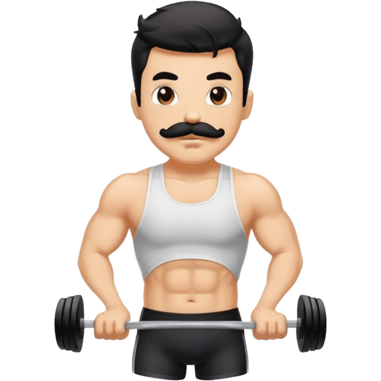 Homme moustachu avec cheveux noirs qui fait du fitness emoji