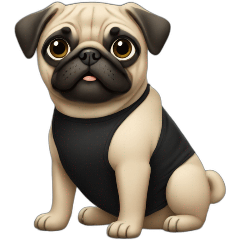 pug wearing a black t-shirt emoji