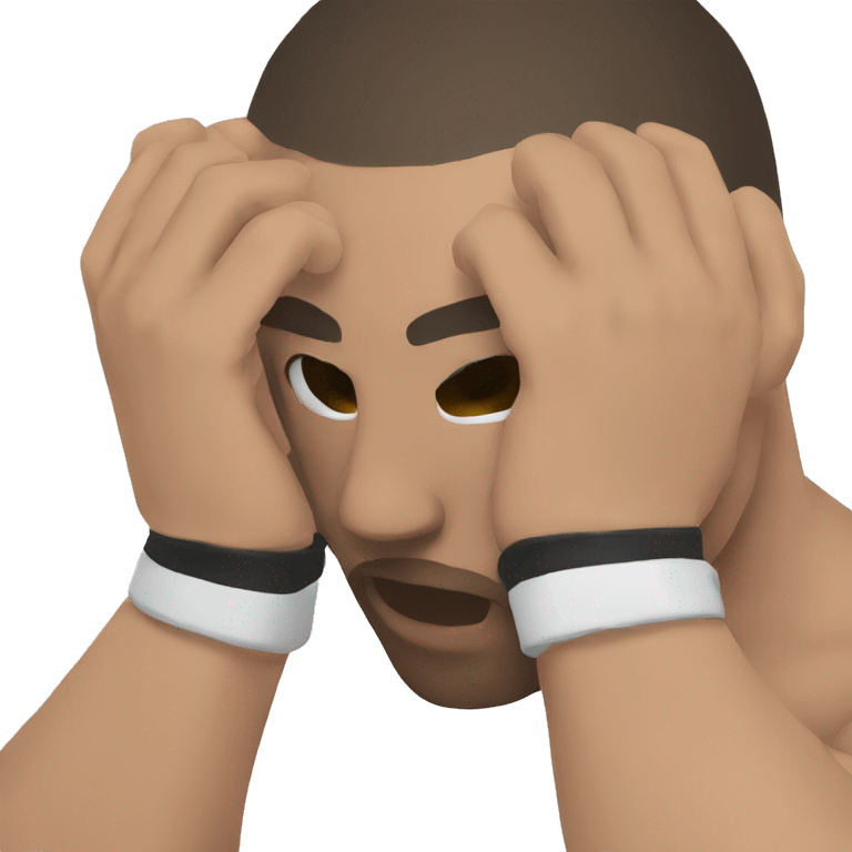 mma fighter hiding his face using hands emoji