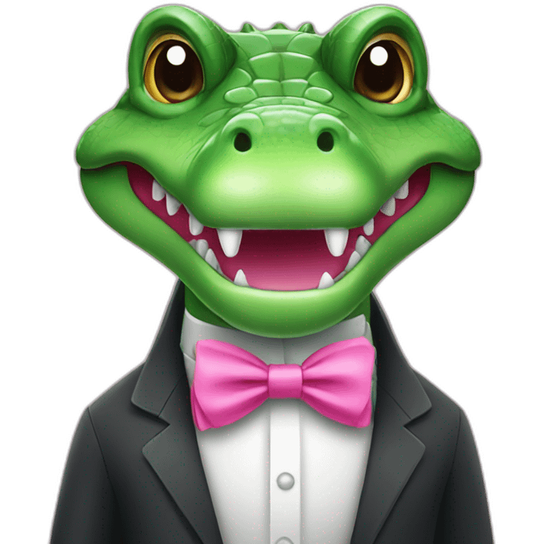 Crocodile with a pink bow tie emoji