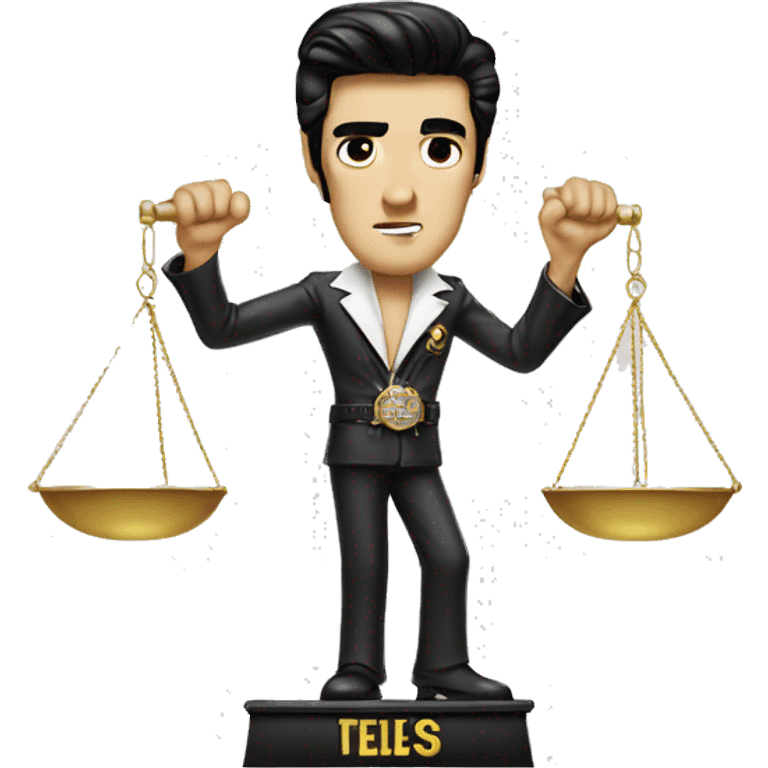 Elvis impersonator holding scales of justice  emoji