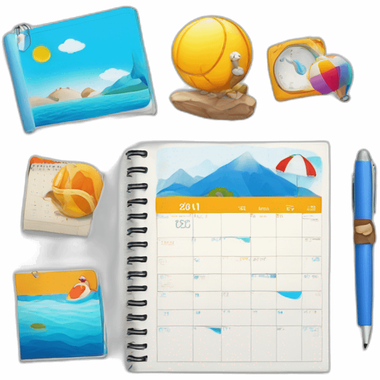 agenda+ calendario + feria turismo + colores azules emoji