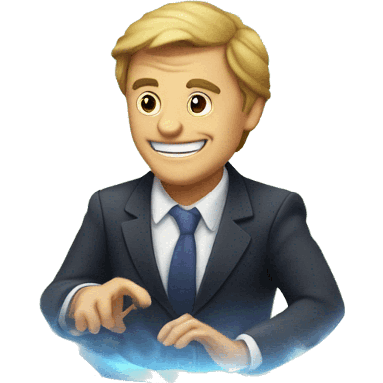 businessman inside a magic crystal ball predicted by fortune teller emoji