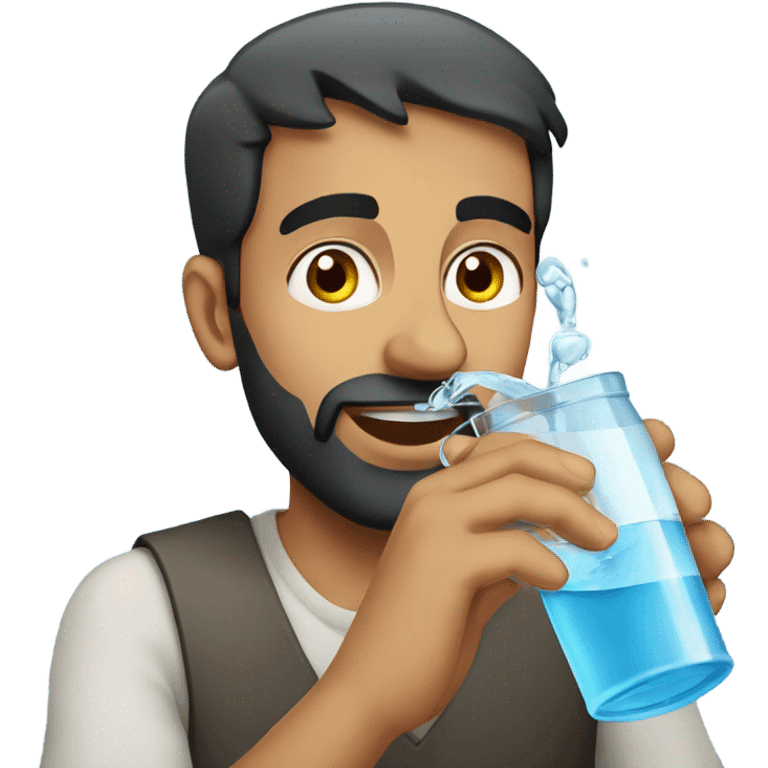 muslim British man in India drinking water emoji