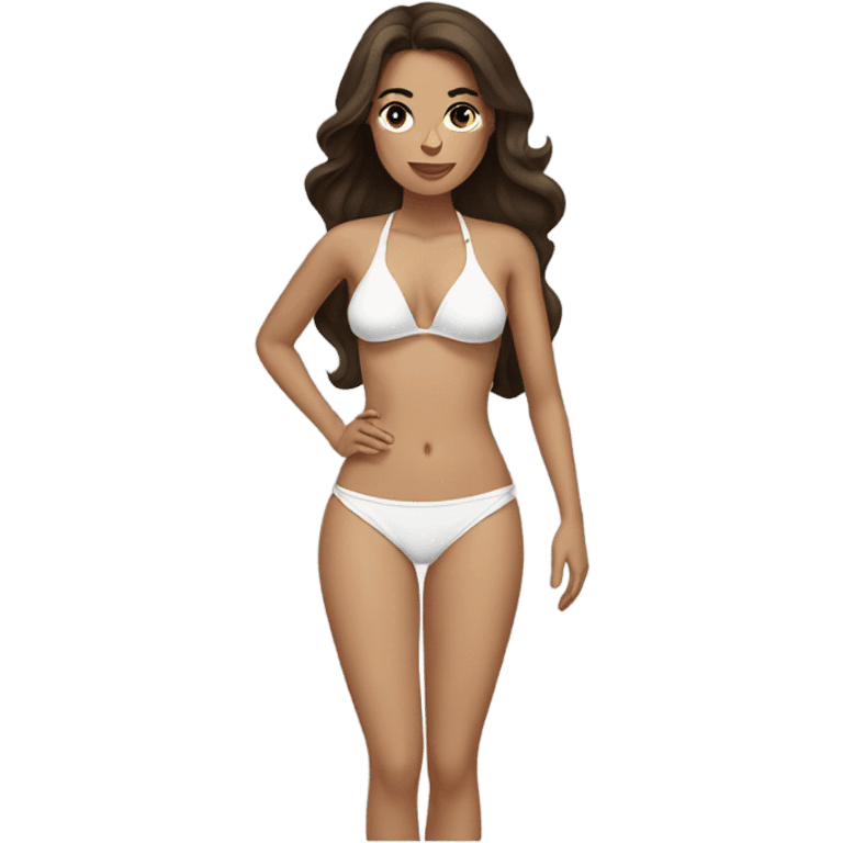 Brunette beauty in white bikini emoji