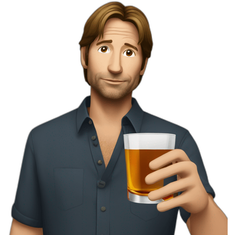 hank moody holds a glass of whisky and cigarettes emoji