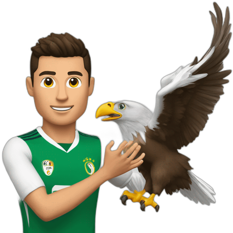 Cristiano Ronaldo qui fait l aigle à deux tête avec ses mains emoji