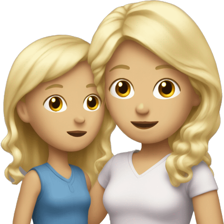 blonde women talking with blonde child  emoji