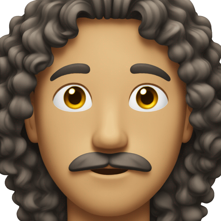 Guy with long curly hair with mustache  emoji