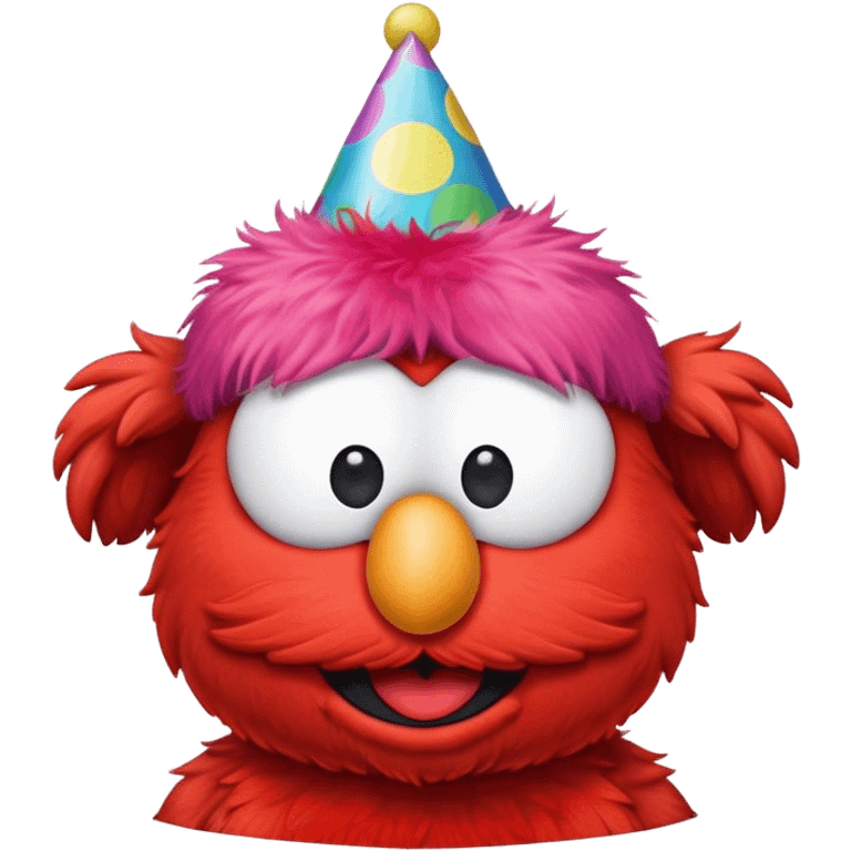 Elmo in a party hat emoji