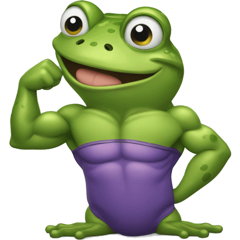 frog flexing muscle emoji