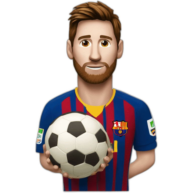 Messi couleur de peau blanche avec son ballon d or emoji