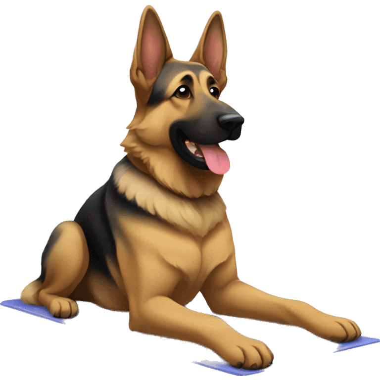 German shepherd doing yoga poses emoji