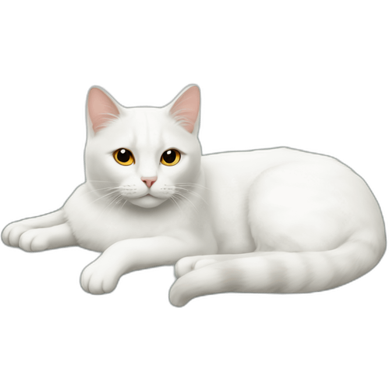 A White cat lying on a sofa emoji