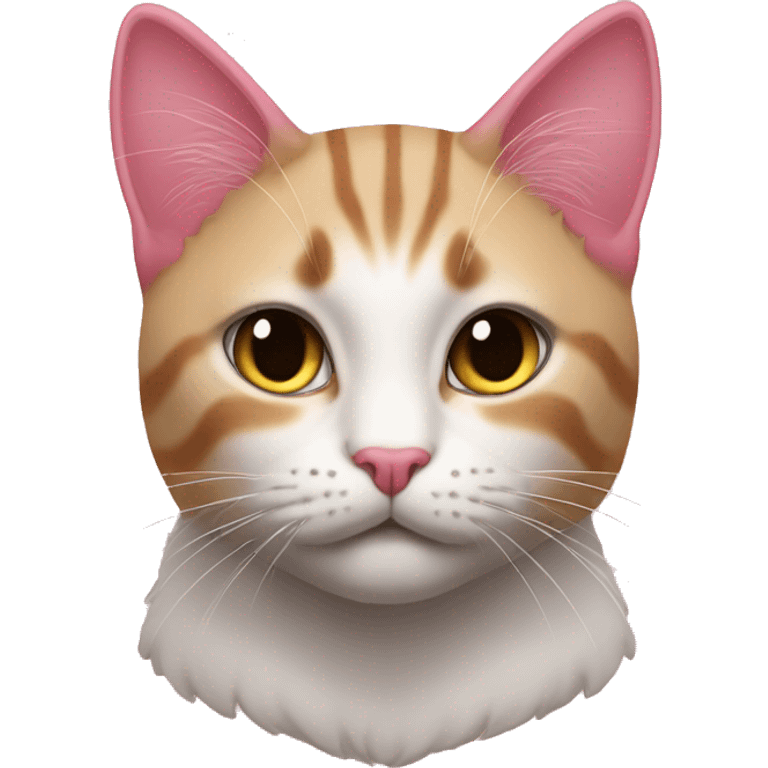 corazon rosa con cara de gato emoji