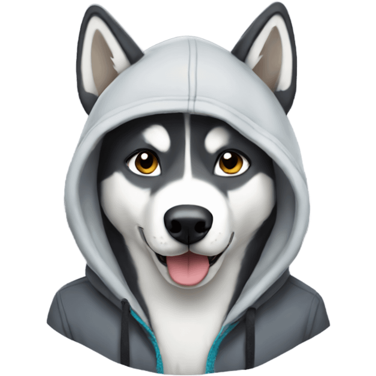 husky wearing a hoodie emoji