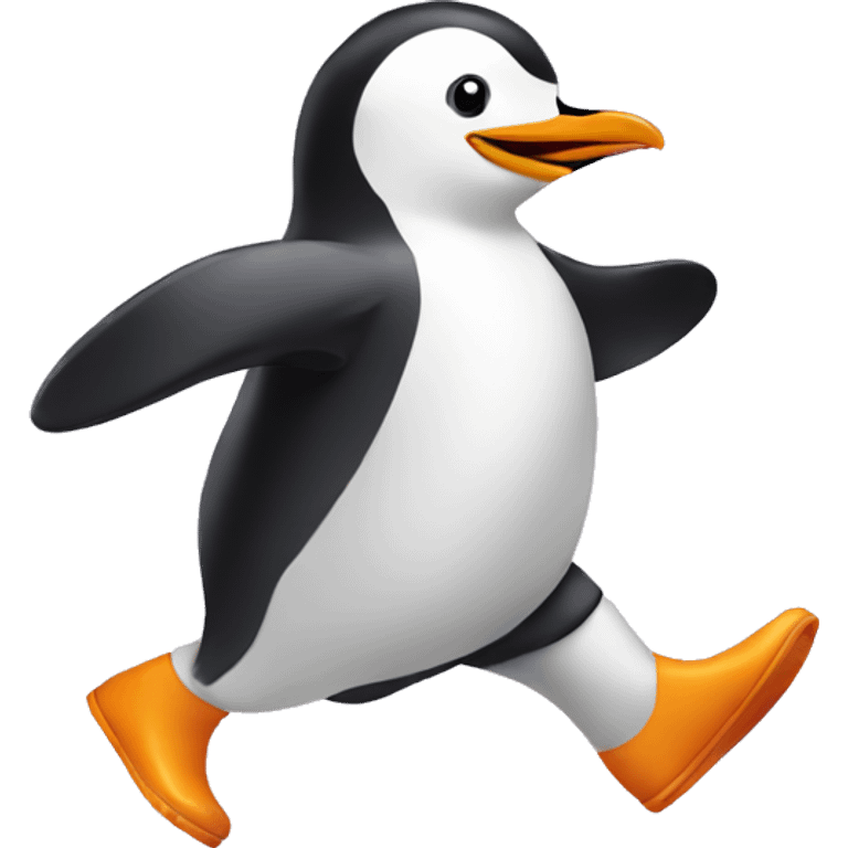 Penguin running wearing slides emoji