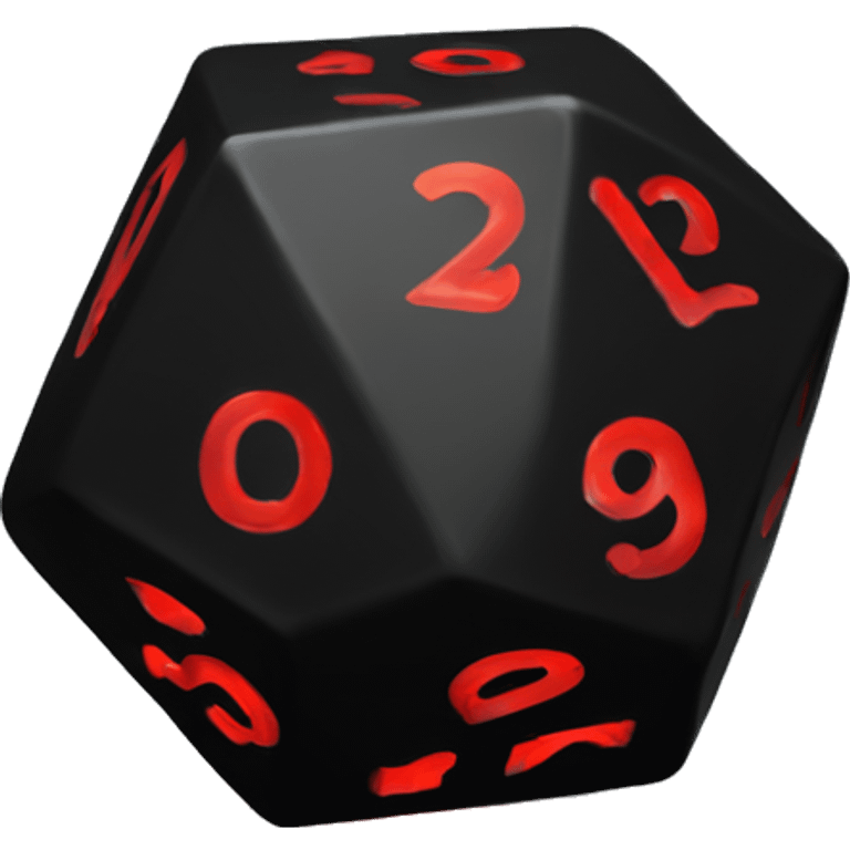 D20 dice black with red numbers glowing emoji