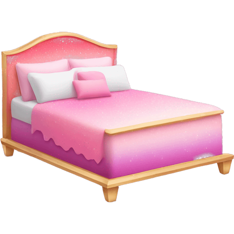 Pink ombre bed with glitter royalty   emoji