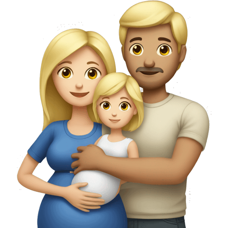 european Family;blonde-haired-pregnant-mother, black-haired-dad emoji