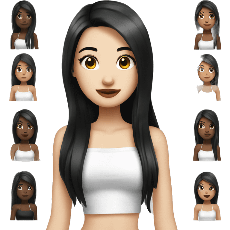 pretty girl wearing white tube top with long black hair and pale skin emoji