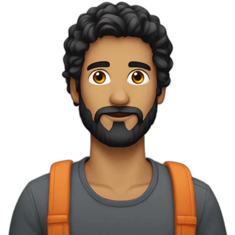 Young-man-black-hair-black-beard emoji