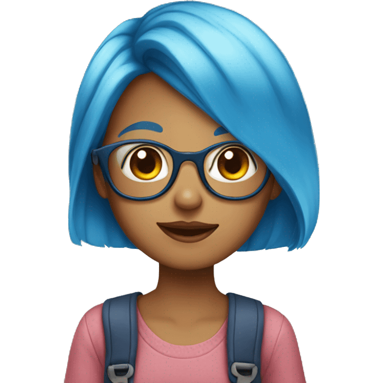 Girl with glasses and blue hair emoji